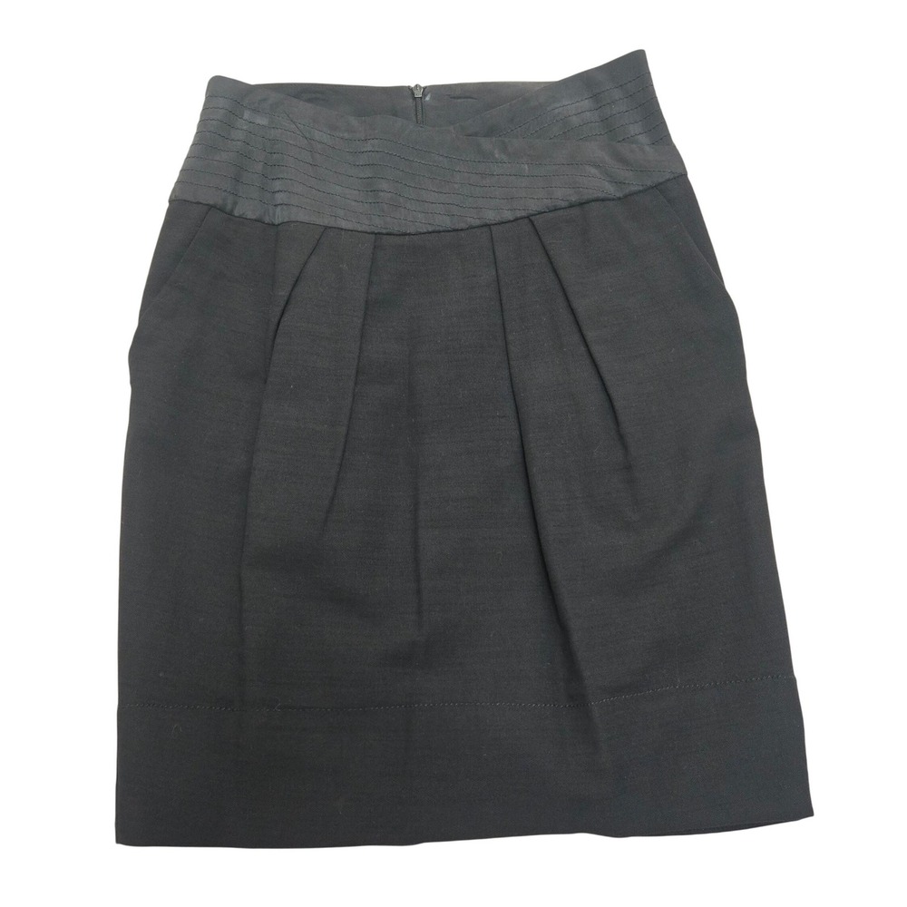 Hugo Boss Orange Baslva-W Black Pleated Mini Skirt Quilted Waistband Size 6 US - Picture 1 of 16